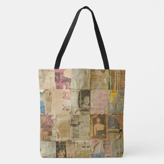 Rustieke  krant Patchwork Collage (6) Tote Bag (Voorkant)
