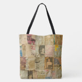 Rustieke  krant Patchwork Collage (6) Tote Bag (Achterkant)