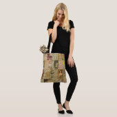 Rustieke  krant Patchwork Collage (6) Tote Bag (Op model)