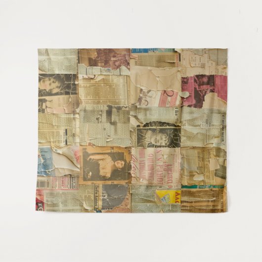 Rustieke krant Patchwork Collage (6) Wandkleed (Voorkant (horizontaal))