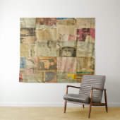 Rustieke krant Patchwork Collage (6) Wandkleed (In Situ (horizontaal))