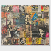 Rustieke krant Patchwork Collage (7) Cadeaupapier (Vlak)