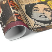 Rustieke krant Patchwork Collage (7) Cadeaupapier (Rol Hoek)