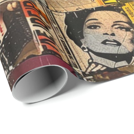 Rustieke krant Patchwork Collage (7) Cadeaupapier (Rol Hoek)