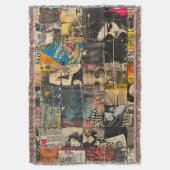 Rustieke krant Patchwork Collage (7) Deken (Voorkant Verticaal)