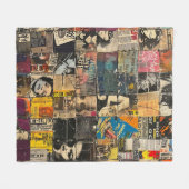 Rustieke  krant Patchwork Collage (7) Fleece Deken (Voorkant (Horizontaal))