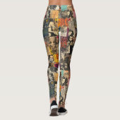 Rustieke krant Patchwork Collage (7) Leggings (Achterkant)
