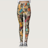 Rustieke  krant Patchwork Collage (7) Leggings (Voorkant)