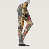 Rustieke krant Patchwork Collage (7) Leggings (Rechts)