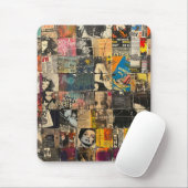 Rustieke  krant Patchwork Collage (7) Muismat (Met muis)