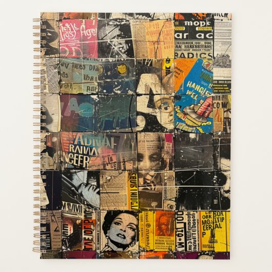 Rustieke krant Patchwork Collage (7) Planner (Voorkant)