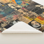 Rustieke  krant Patchwork Collage (7) Sherpa Deken (3/4)