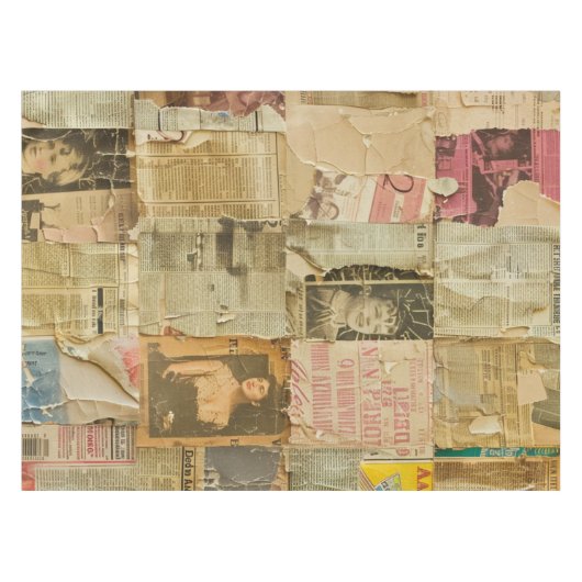 Rustieke krant Patchwork Collage (7) Tafelkleed (Voorkant (Horizontaal))