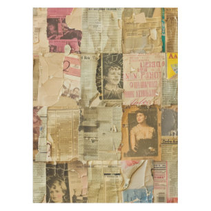 Rustieke krant Patchwork Collage (7) Tafelkleed