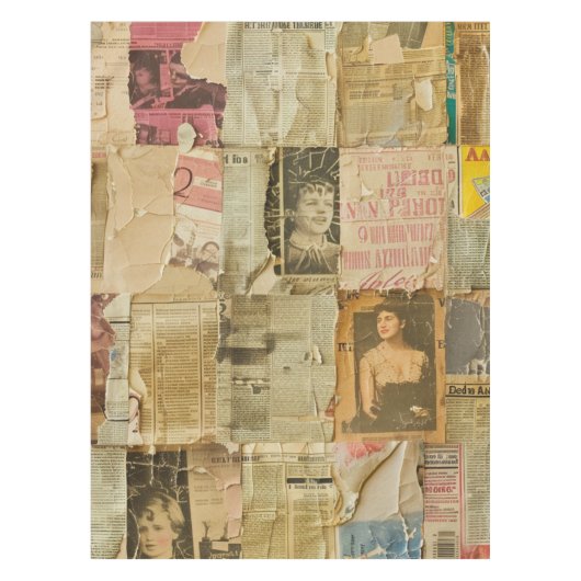 Rustieke krant Patchwork Collage (7) Tafelkleed (Voorkant)