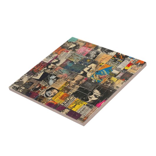 Rustieke krant Patchwork Collage (7) Tegeltje (Zijkant)