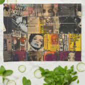 Rustieke krant Patchwork Collage (7) Theedoek (Gevouwen)