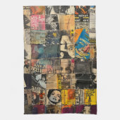 Rustieke krant Patchwork Collage (7) Theedoek (Verticaal)