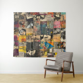 Rustieke krant Patchwork Collage (7) Wandkleed (In Situ (horizontaal))
