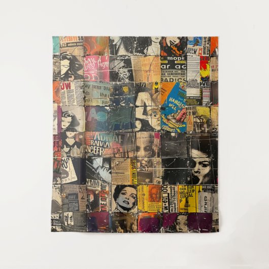 Rustieke krant Patchwork Collage (7) Wandkleed (Voorkant)