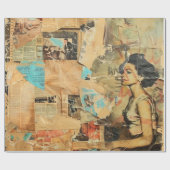 Rustieke  krant Patchwork Collage (8) Cadeaupapier (Vlak)