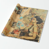 Rustieke  krant Patchwork Collage (8) Cadeaupapier (Uitgerold)