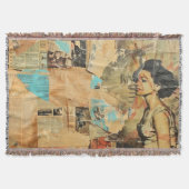 Rustieke  krant Patchwork Collage (8) Deken (Voorkant)