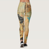 Rustieke  krant Patchwork Collage (8) Leggings (Achterkant)