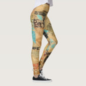 Rustieke  krant Patchwork Collage (8) Leggings (Rechts)
