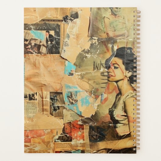 Rustieke  krant Patchwork Collage (8) Planner (Achterkant)