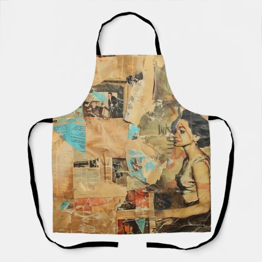 Rustieke krant Patchwork Collage (8) Schort (Voorkant)