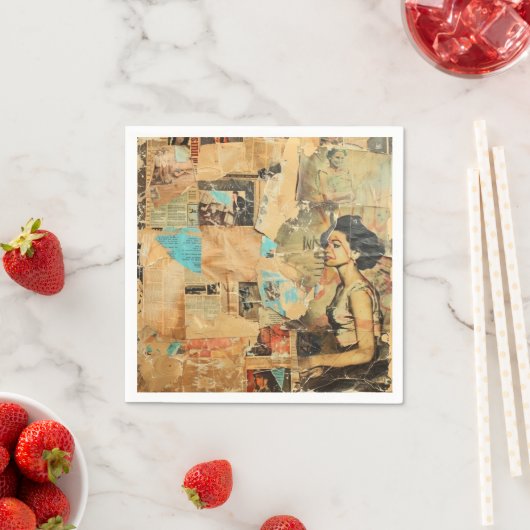 Rustieke krant Patchwork Collage (8) Servet (Insitu)