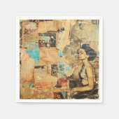 Rustieke krant Patchwork Collage (8) Servet (Voorkant)