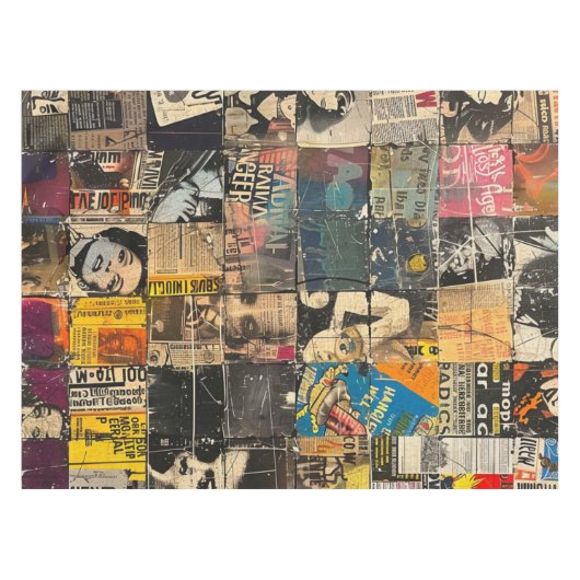 Rustieke krant Patchwork Collage (8) Tafelkleed (Voorkant (Horizontaal))