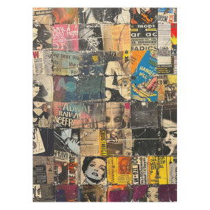 Rustieke krant Patchwork Collage (8) Tafelkleed