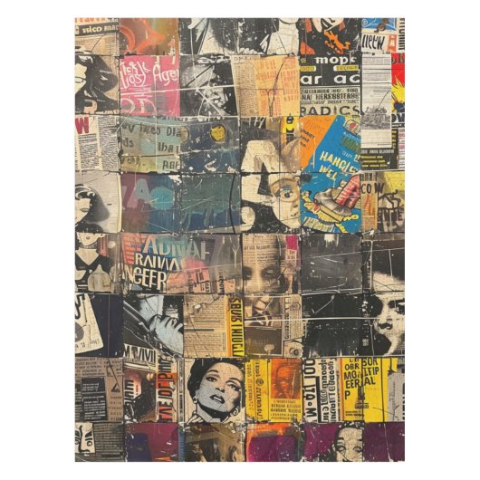 Rustieke krant Patchwork Collage (8) Tafelkleed (Voorkant)