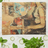 Rustieke krant Patchwork Collage (8) Theedoek (Gevouwen)