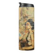 Rustieke  krant Patchwork Collage (8) Thermosbeker (Geroteerd rechts)