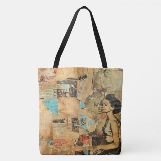Rustieke krant Patchwork Collage (8) Tote Bag (Voorkant)