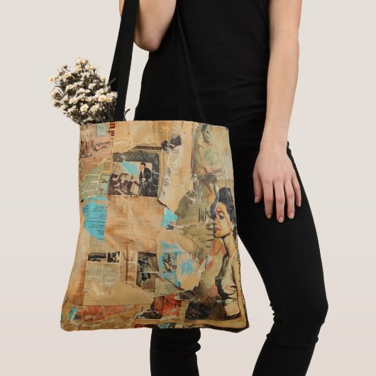 Rustieke  krant Patchwork Collage (8) Tote Bag (Dichtbij)