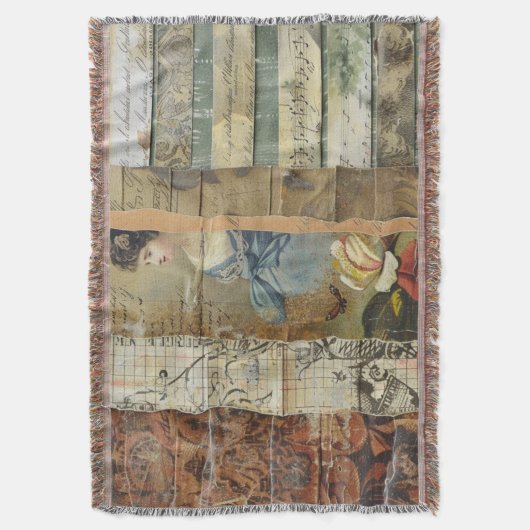 Rustieke krant Patchwork Collage (9) Deken (Voorkant Verticaal)
