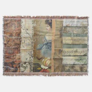 Rustieke krant Patchwork Collage (9) Deken
