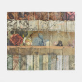 Rustieke krant Patchwork Collage (9) Fleece Deken (Voorkant (Horizontaal))