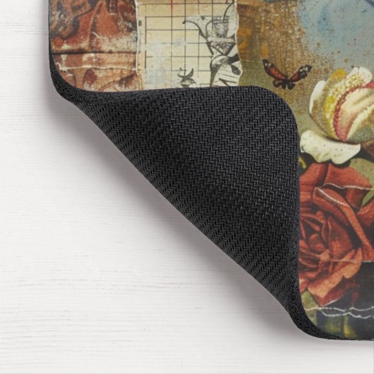 Rustieke  krant Patchwork Collage (9) Muismat (Hoek)