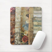 Rustieke  krant Patchwork Collage (9) Muismat (Met muis)