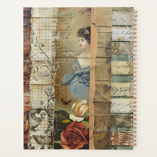 Rustieke krant Patchwork Collage (9) Planner (Achterkant)