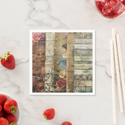 Rustieke krant Patchwork Collage (9) Servet (Insitu)
