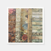 Rustieke krant Patchwork Collage (9) Servet (Voorkant)