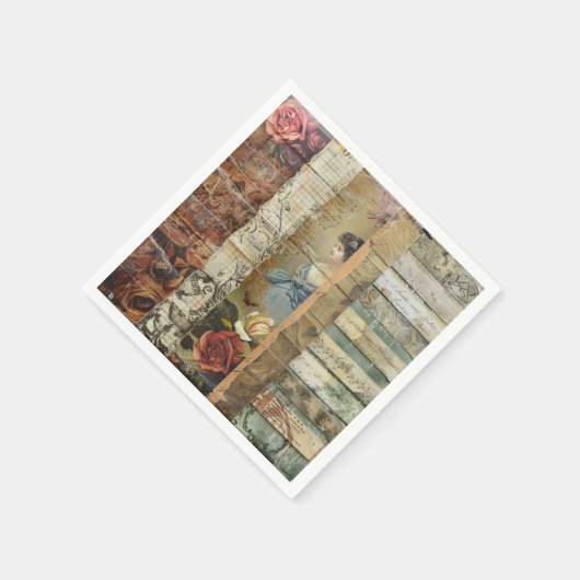 Rustieke krant Patchwork Collage (9) Servet (Hoek)