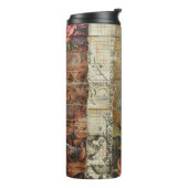 Rustieke  krant Patchwork Collage (9) Thermosbeker (Gedraaid links)